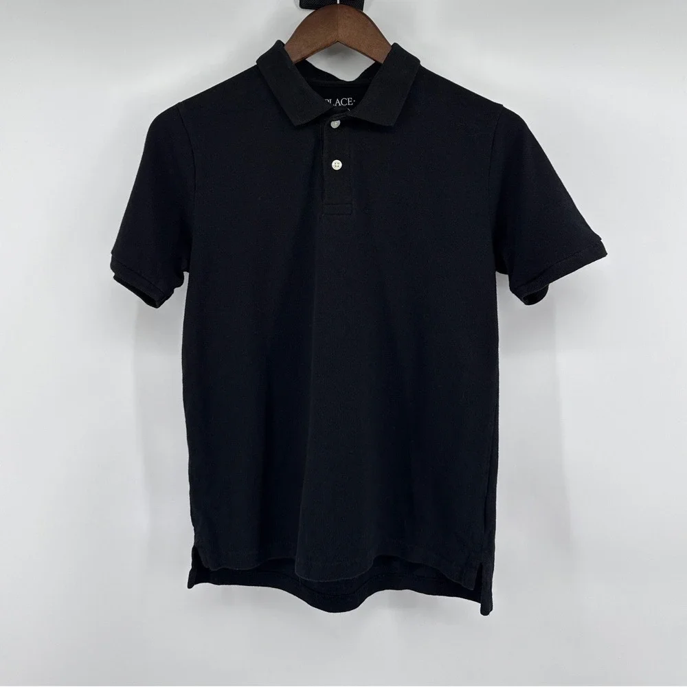 Childrens Place Boys Black Short Sleeve Pique Polo Shirt Husky Size L 10/12